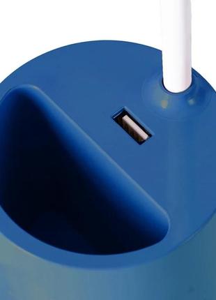 Лампа на гибкой ножке desktop lamp el-2176 синий с функцией powebank 1200mah, держателем телефона5 фото