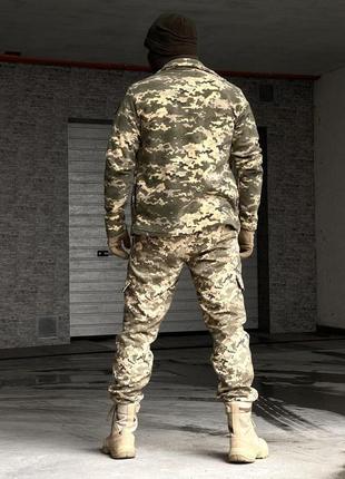 Комплект зимовий армійський тактичний - штани саржа-фліс terra hot піксель, флісова кофта на змійці піксель.3 фото