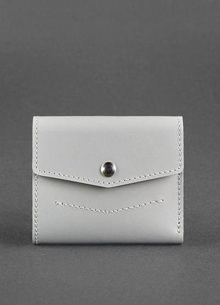 Жіночий шкіряний маленький гаманець потрійного складання з монетницею з натуральної шкіри сірий