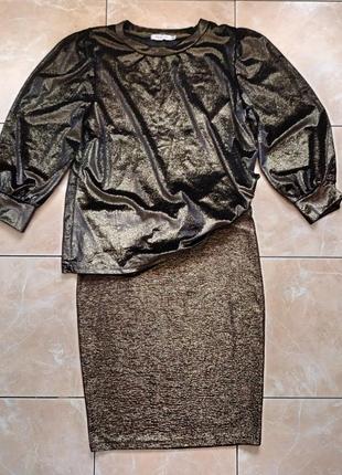 Золотистая бархатная кофточка блуза р. m floyd by smith стрейч велюр