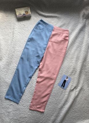 Shein актуальні брюки трендові двукольорові штани з сердечками лосіни легінси7 фото