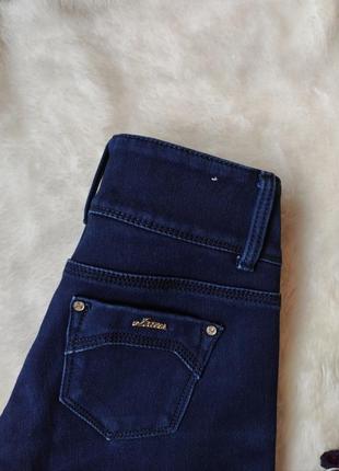 Сині теплі джинси кроп скіні утеплені зимові на флісі стрейч бавовна низька талія посадка10 фото