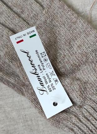 Теплые шерстяные перчатки вязанные серо бежевые италия