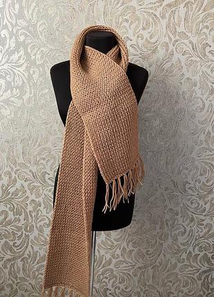 Шарф крупной вязки коричневый