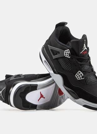 Кросівки nike air jordan 4 retro black white grey7 фото