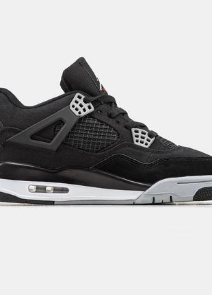 Кросівки nike air jordan 4 retro black white grey3 фото