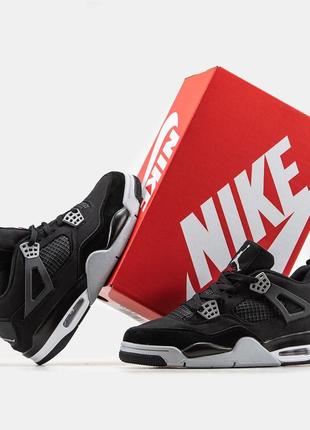 Кросівки nike air jordan 4 retro black white grey1 фото