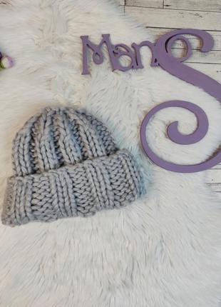 Жіноча зимова шапка сіра тепла в'язана розмір 56 см s-м1 фото