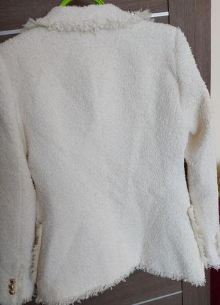Пиджак твидовый нарядный молочный цвет xs-s, c.icon6 фото