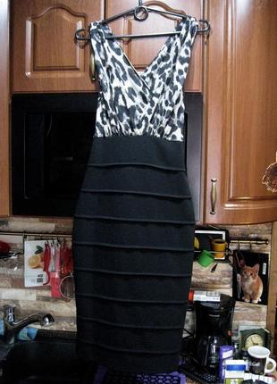 Плаття футляр з леопардовим ліфом2 фото