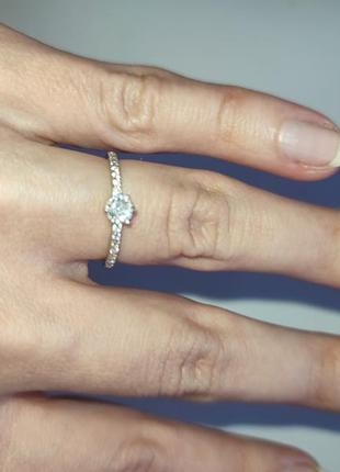 Срібна каблучка для пропозиції весільна срібло кольцо з камінням камінцями обручка9 фото