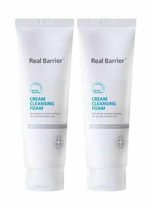 Кремовая очищающая пенка 30 мл real barrier cream cleansing foam1 фото