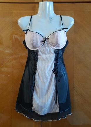 Брендовий красивий пеньюар р.38 b 85 b від ann summers , кісточки , поролон , шнуровка