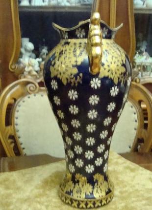 Шикарная ваза кобальт позолота фарфор германия2 фото