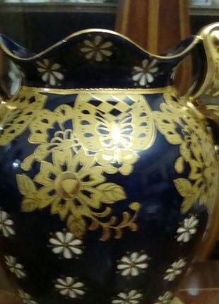 Шикарная ваза кобальт позолота фарфор германия3 фото