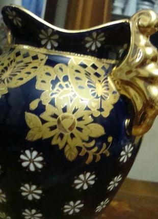 Шикарная ваза кобальт позолота фарфор германия6 фото