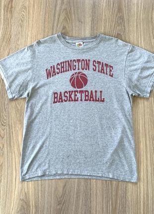 Винтажная мужская хлопковая футболка с принтом washington state basketball