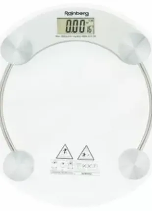 Ваги підлогові весы напольные стеклянные rainberg rb-2003a (круглые) на 180 кг с термометром