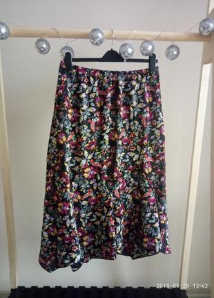 Двусторонняя летняя юбка в цветочный принт
