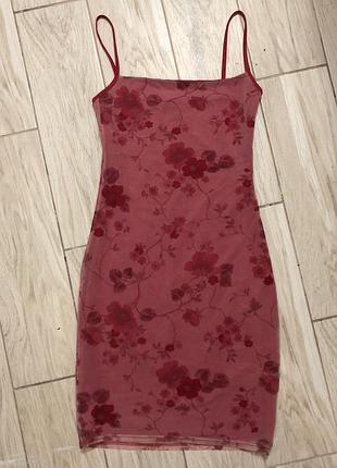 Коктельное платье на бретелях topshop сетка5 фото