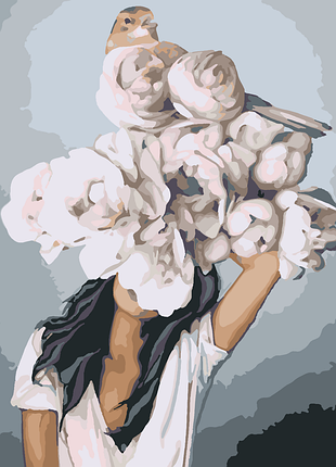 Картина по номерам картина по номерам краски цветной холст+ лак эми джаддд джад зацветаная госпожи 1 девушка с цветами