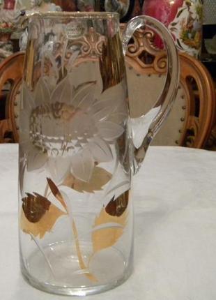 Набор кувшин стаканы позолота хрусталь богемия чехословакия №1040(1)5 фото