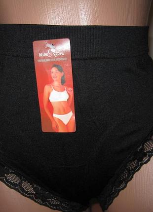 Трусики-утяжка blue rose чорна безшовна з мереживом розмір 48-50