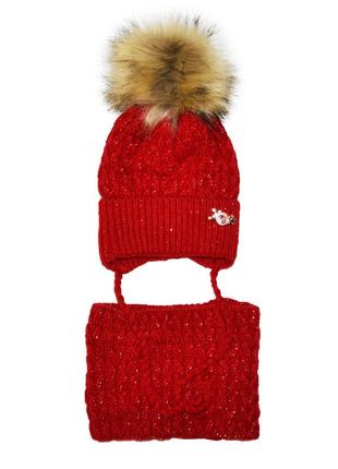 Комплект для девочки 9-24 месяца шапка и снуд на зиму 46/50см1 фото