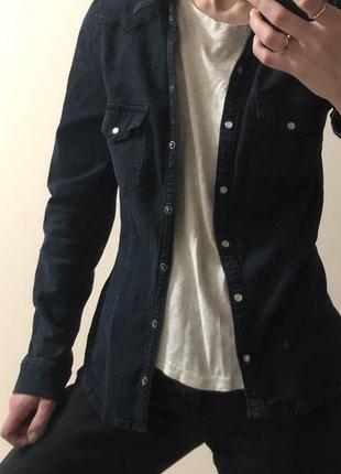 Піджак сорочка джинсового темно синього кольору divided8 фото