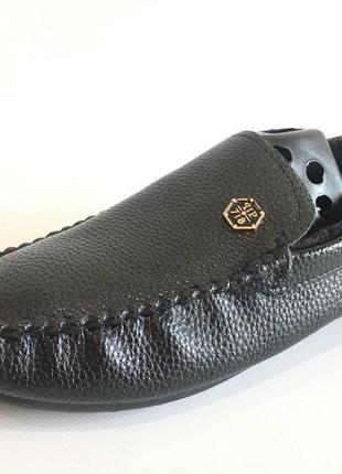 Чоловічі зимові мокасини з хутром чорний мех (на хутрі) розмір 41 42