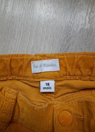 Вельветові штани гірчічні гірчичний колір 18 міс pot&ripaton2 фото