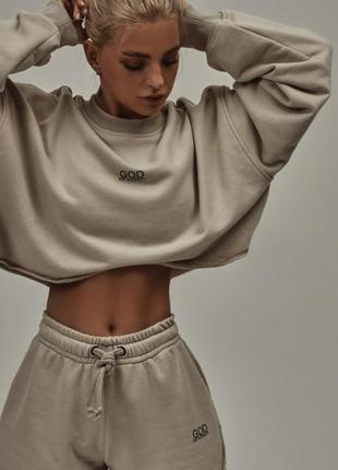 Кроп топ zoho беж oversize s-m