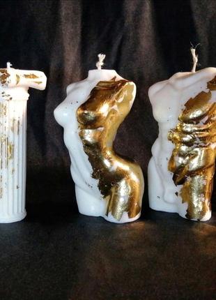Соевые свечи тела поталь ручной работы формовые торс декоративные адам и ева с золотим декором