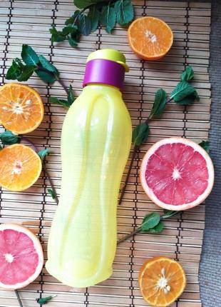 Спортивна еко-пляшка з клапаном 750мл tupperware лимонно жовта