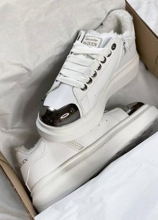 Кросівки mcqueen white fur6 фото