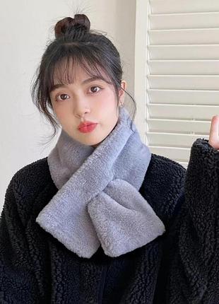 Шарф-воротник кашне из искусственного меха черный (505)