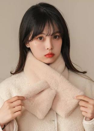 Шарф-воротник кашне из искусственного меха черный (505)