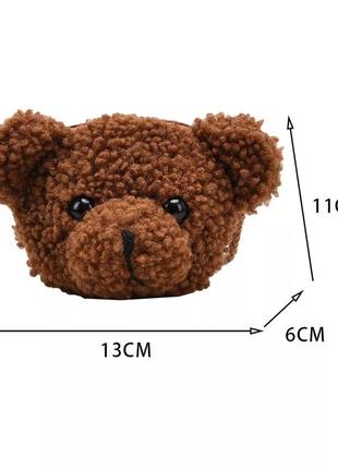 Маленька плюшева сумочка ведмедик тедді коричневий6 фото