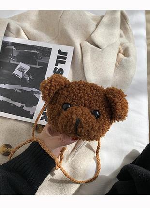 Маленька плюшева сумочка ведмедик тедді коричневий2 фото