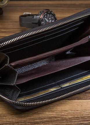 Кошелек клатч мужской кожаный черный классический модный стильный