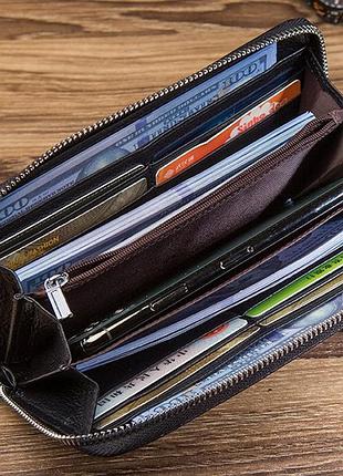 Кошелек клатч мужской кожаный черный классический модный стильный