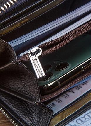 Кошелек клатч мужской кожаный черный классический модный стильный