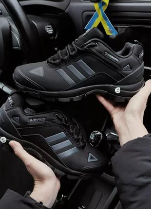 Ботинки ботинки на осень весну евро зиму adidas climaproof black черные нубук1 фото