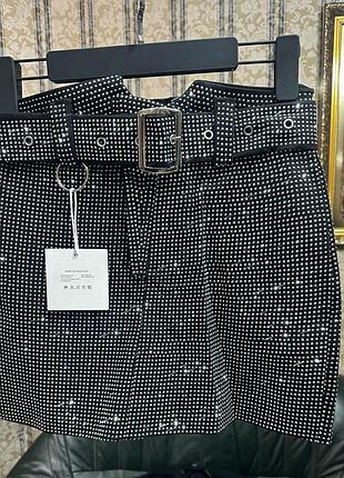 Нереально стильная мини юбочка в стразах, турция,последние 2 штучки.