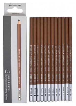 Олівці кольорові "marco" "raffine" 12кол 7016-12cb вугільні колір- сірий