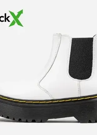 Чоботи зимові шкіряні dr.martens chelsea white - хутро