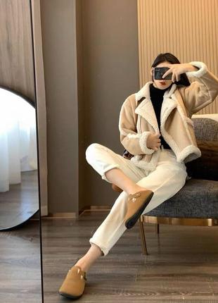 Розовая женская дубленка зара, укороченая зимняя куртка авиатор, косуха оверсайз