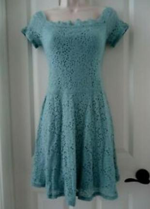 Красивое женское платье кружево цвет ментол hollister р.42/441 фото
