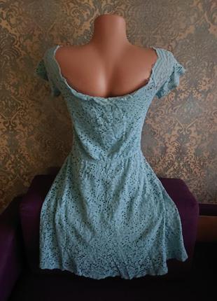 Красивое женское платье кружево цвет ментол hollister р.42/445 фото
