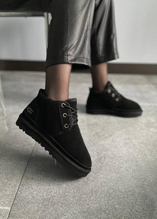 Угги замшевые ugg neumel black, сапоги зимние женские